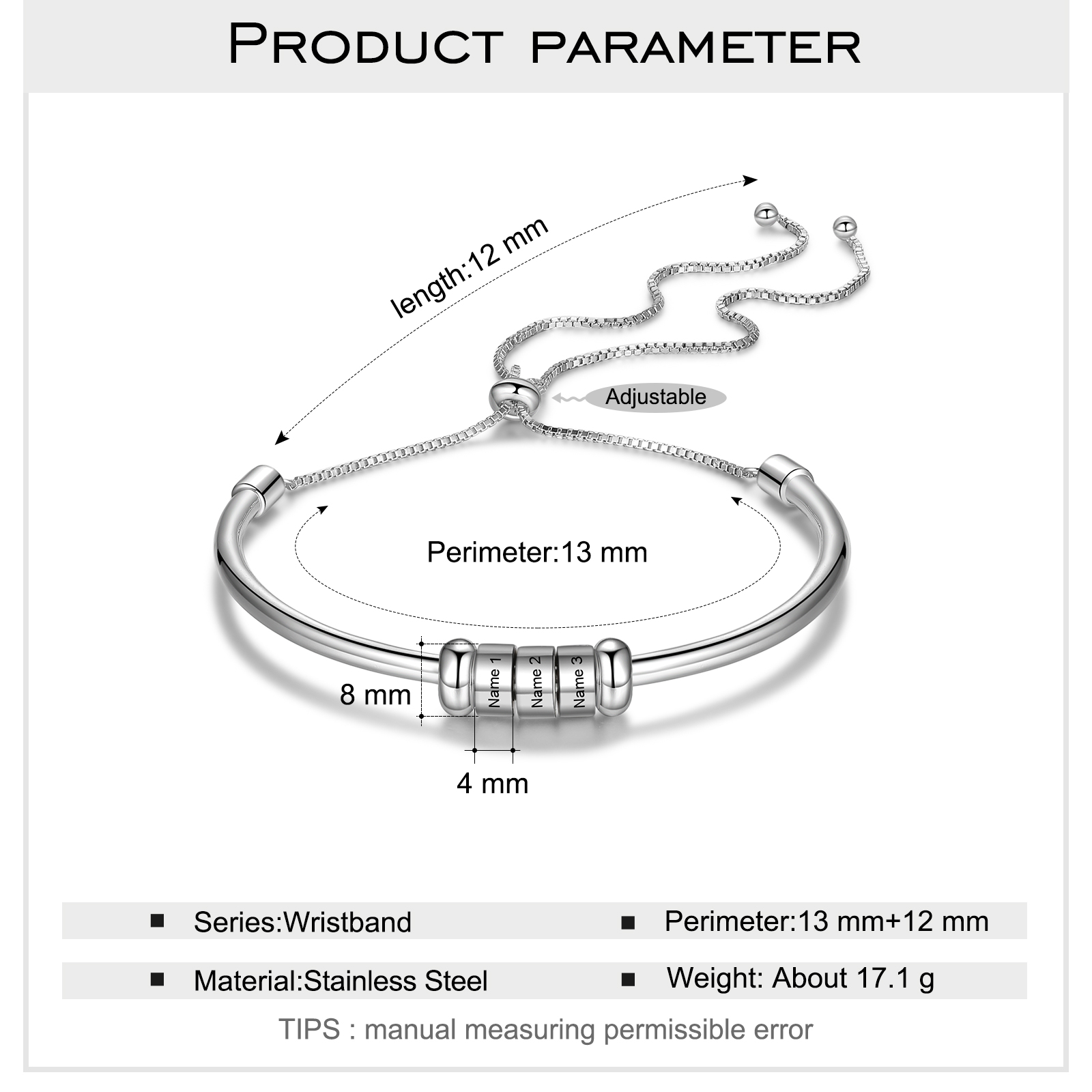 Personalisierte 3 Namen gebundenes Namensarmband