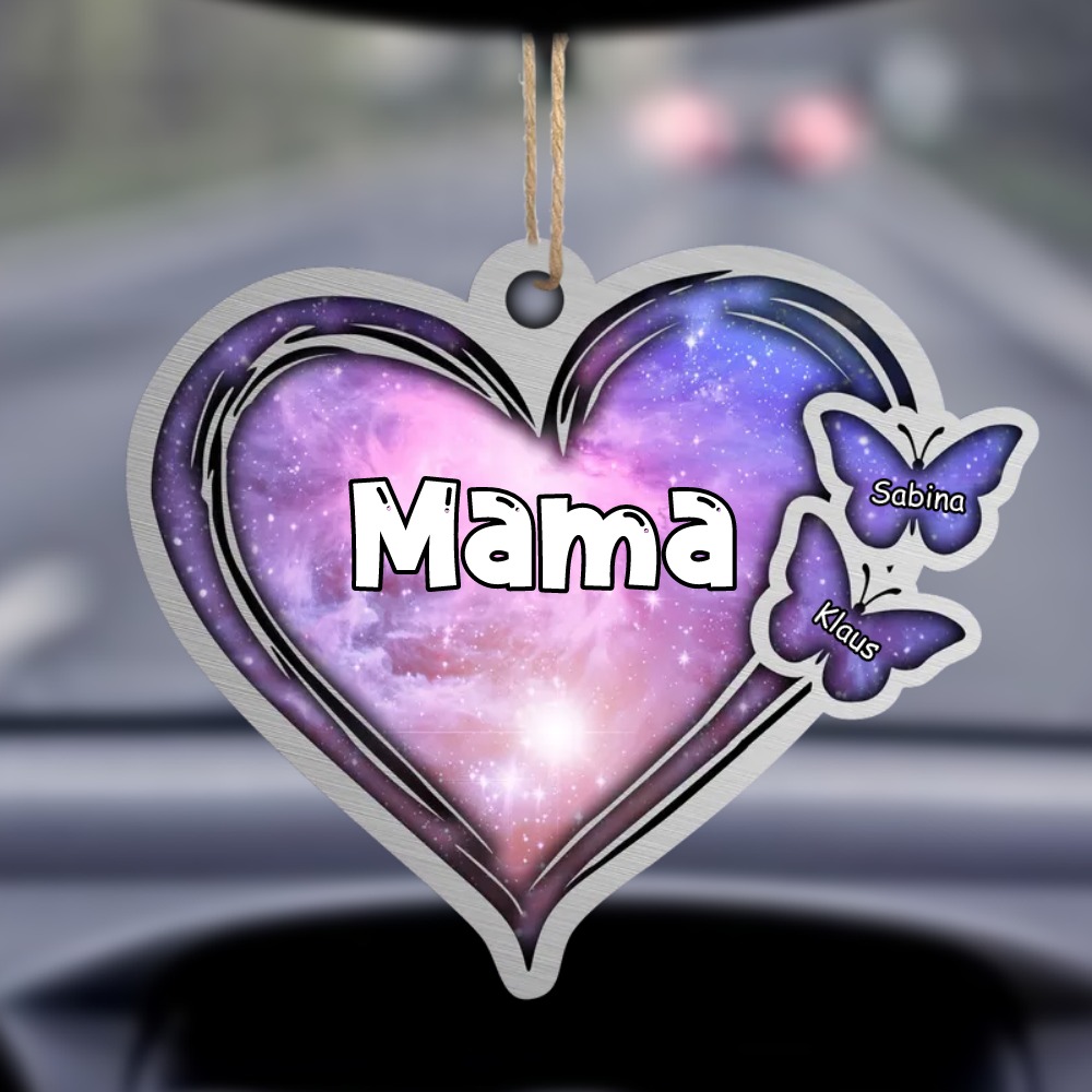 Acryl Weihnachtsornament-Personalisierte 2-11 Namen Schmetterling Herz Ornament/Schlüsselanhänger für Oma mit Schlüsselring