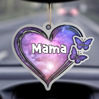 Acryl Weihnachtsornament-Personalisierte 2-11 Namen Schmetterling Herz Ornament/Schlüsselanhänger für Oma mit Schlüsselring