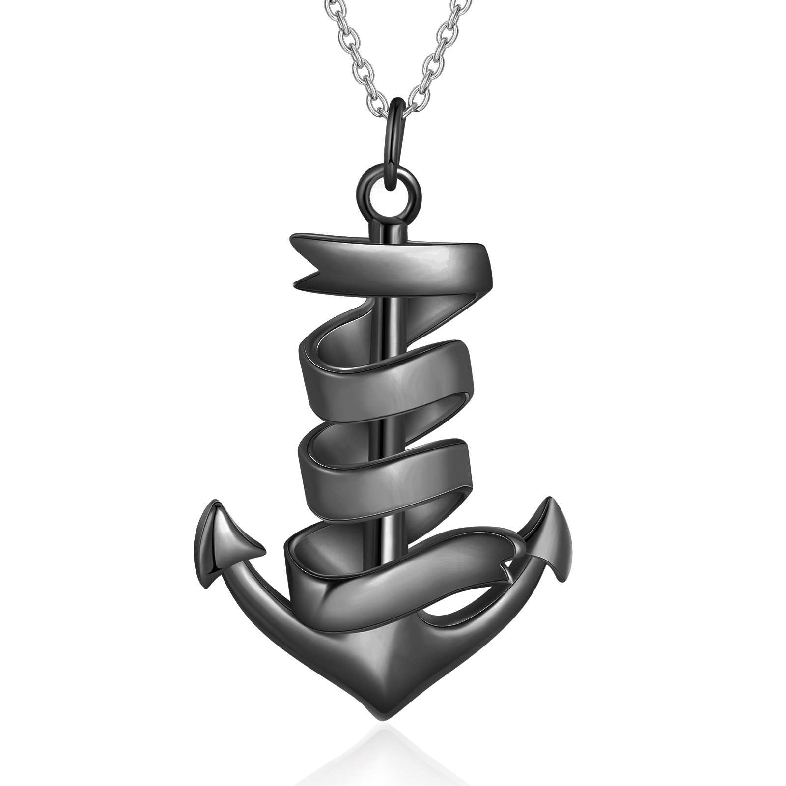 925 Sterling Silber Personalisierte 4 Namen Anker Halskette für Vater -Geschenk mit Meer Nachrichtenkarte