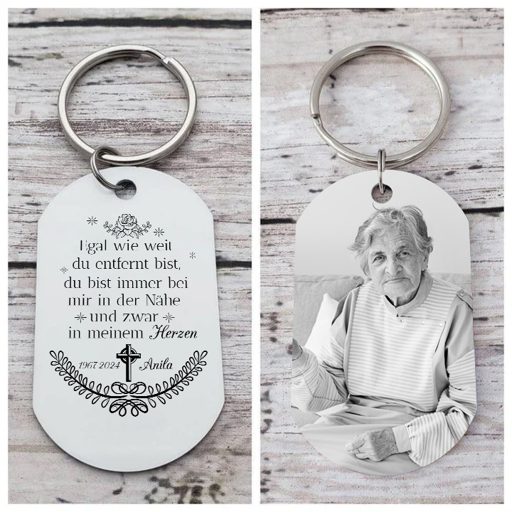 Personalisierbares Foto & Name & Jahr Trauer Schlüsselanhänger-Du bist immer bei mir in der Nähr, zwar in meinem Herzen-Andenken Schlüsselanhänger
