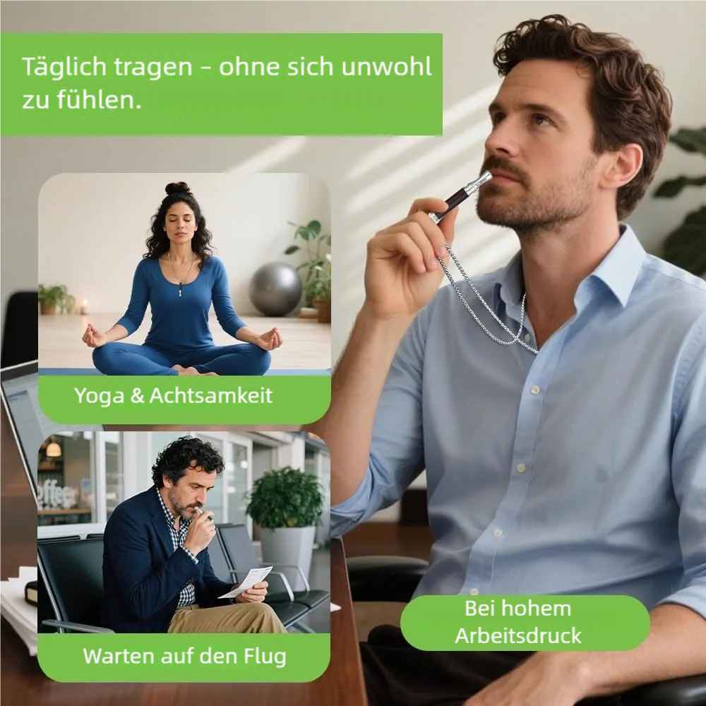 Halskette mit Atemanhänger aus Holz zur Angstlinderung und zum Rauchstopp