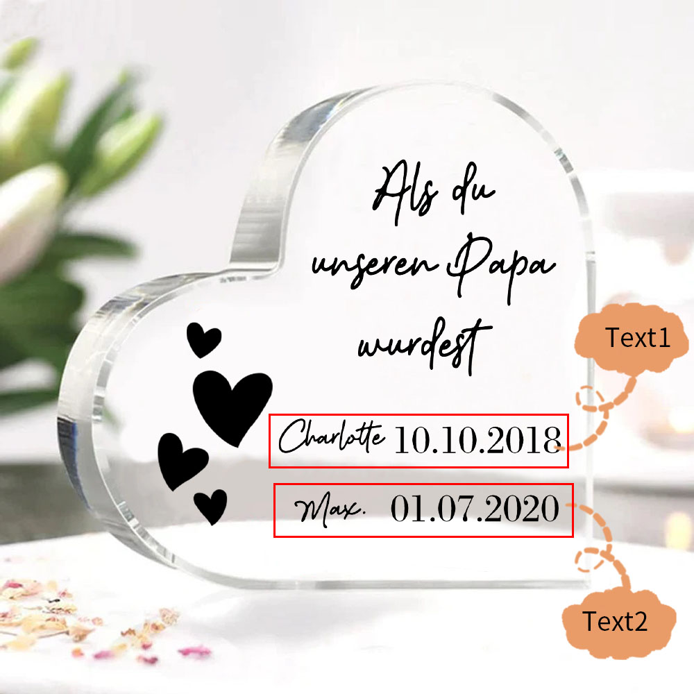 Personalisierte 2 Texte -Als du unseren Papa wurdest- Acryl-Deko Schreibtischdekoration für Vater