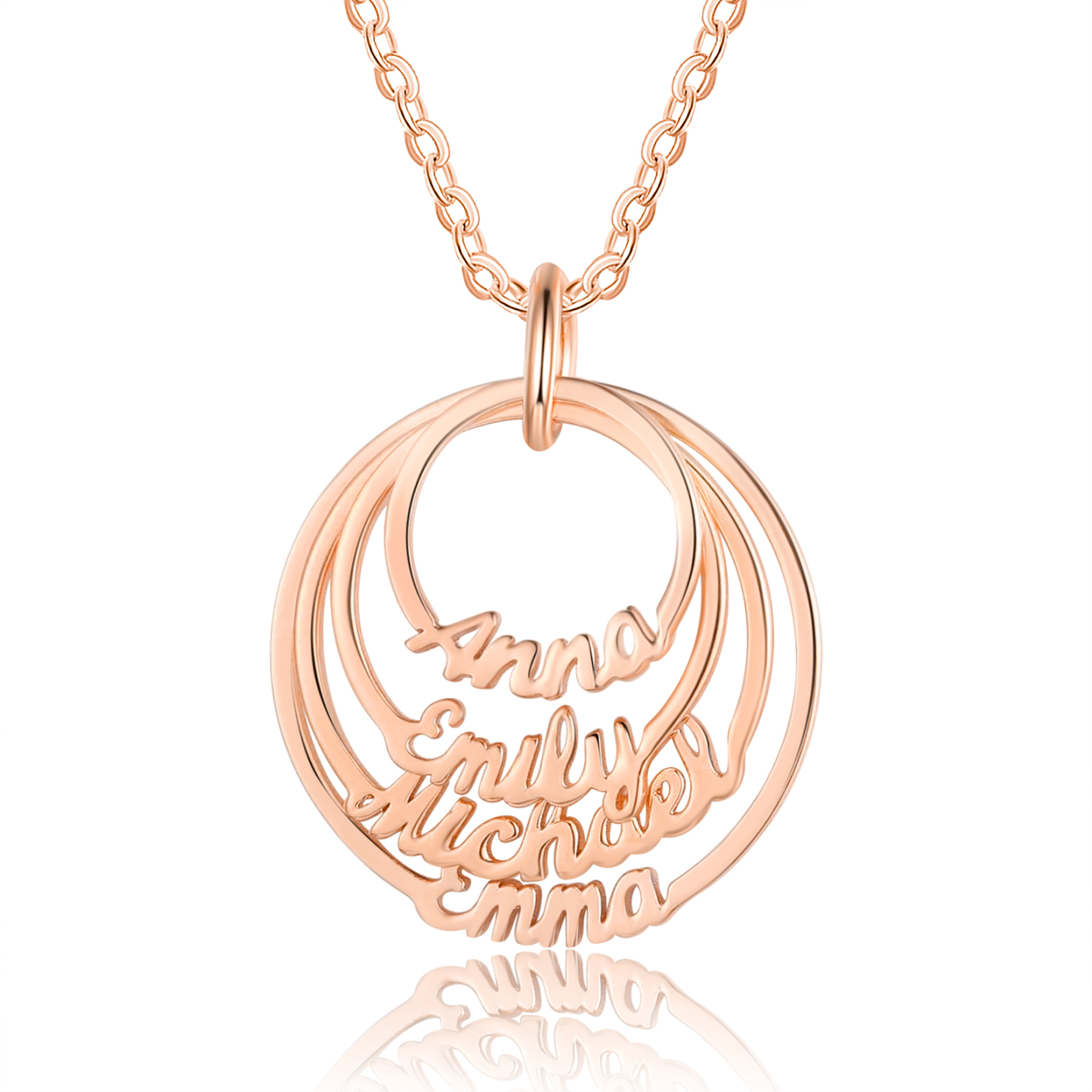 Personalisierte 4 Namen mit Gravuren Rund Halskette