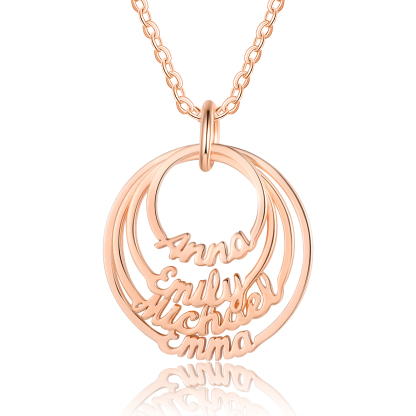 Personalisierte 4 Namen mit Gravuren Rund Halskette