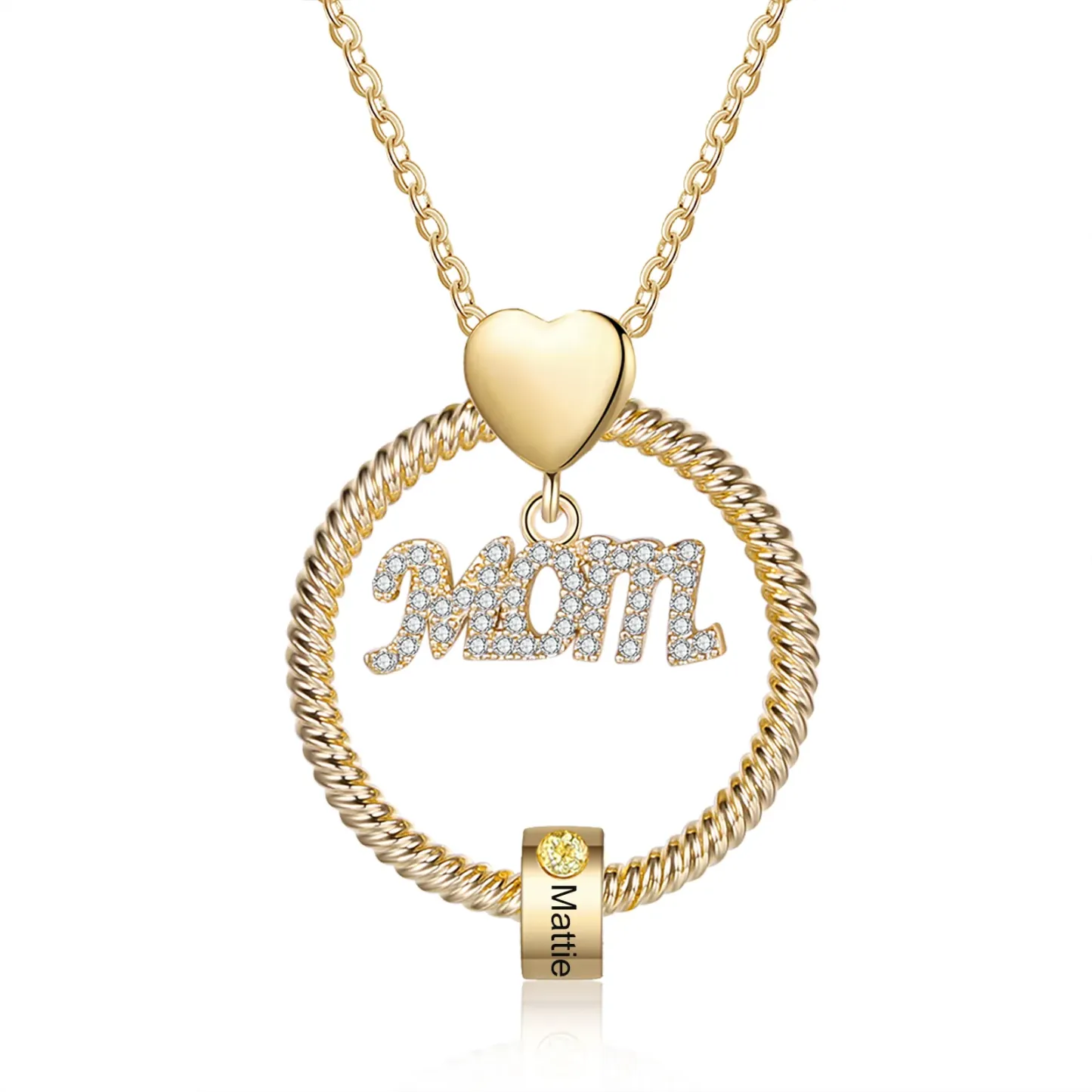 Personalisierte 1-5 Namen Gravur "MAMA"/MOM/OMA Halskette mit 2 Geburtssteinen
