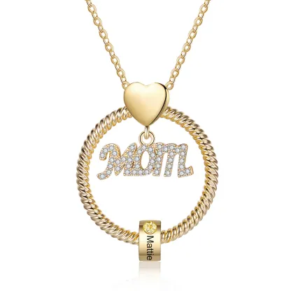 Personalisierte 1-5 Namen Gravur "MAMA"/MOM/OMA Halskette mit 2 Geburtssteinen