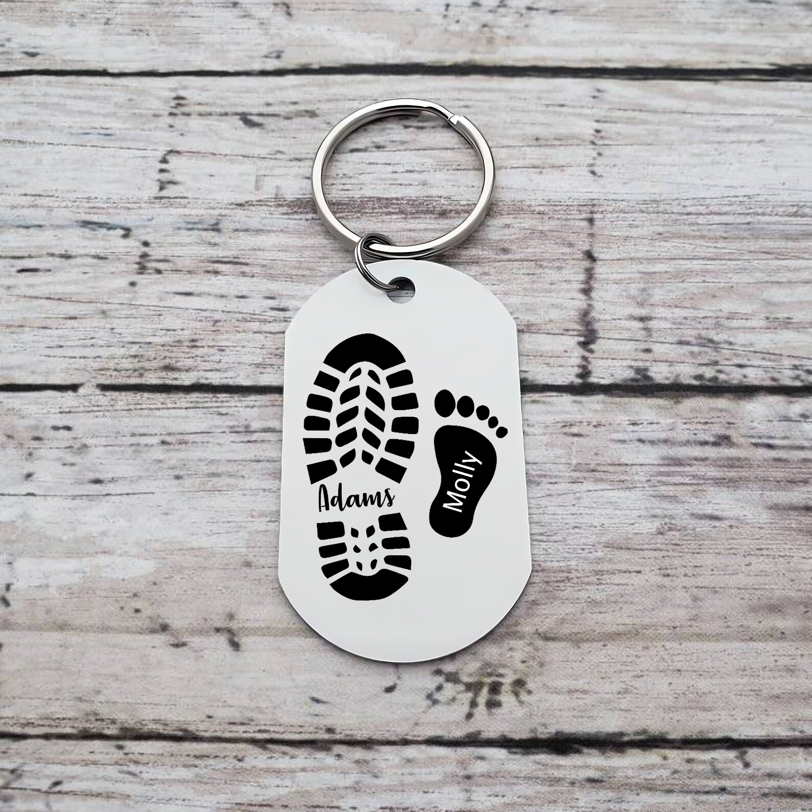 Personalisierbare 2 Namen Papa Schuh Schlüsselanhänger für Vater