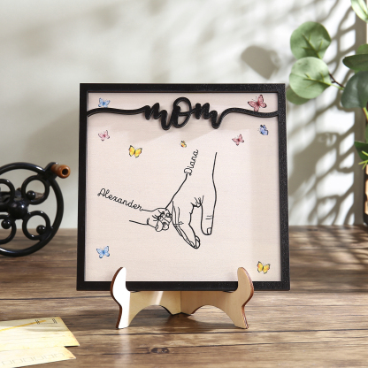 Mom Holz Deko-Personalisierbare 2 Namen Ornament Mutter Hand Holzdekoration für Mutter