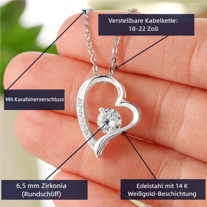 925 Sterling Silber Herz Halskette - An meine Bonus‑Tochter - Ich werde dich immer-Geschenk mit Nachrichtenkarte 