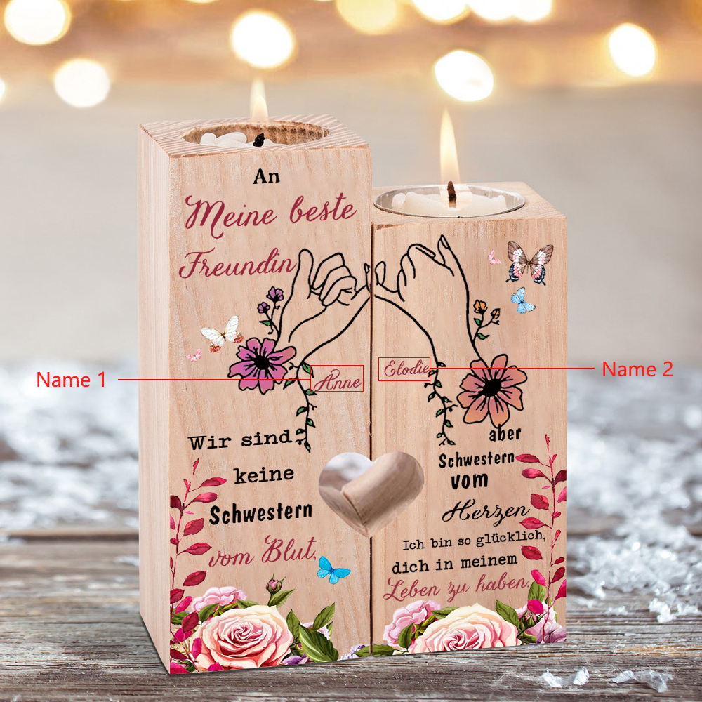 Personalisierbare 2 Namen Kerzenhalter-Ich bin so glücklich, dich in meinem Leben zu haben-Für beste Freundin Kerzenständer