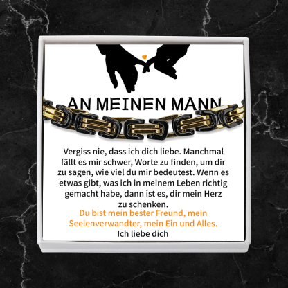 Herren Edelstahl Armband- An Meinen Mann Vergiss nie, dass ich dich liebe-Geschenk mit Nachrichtenkarte