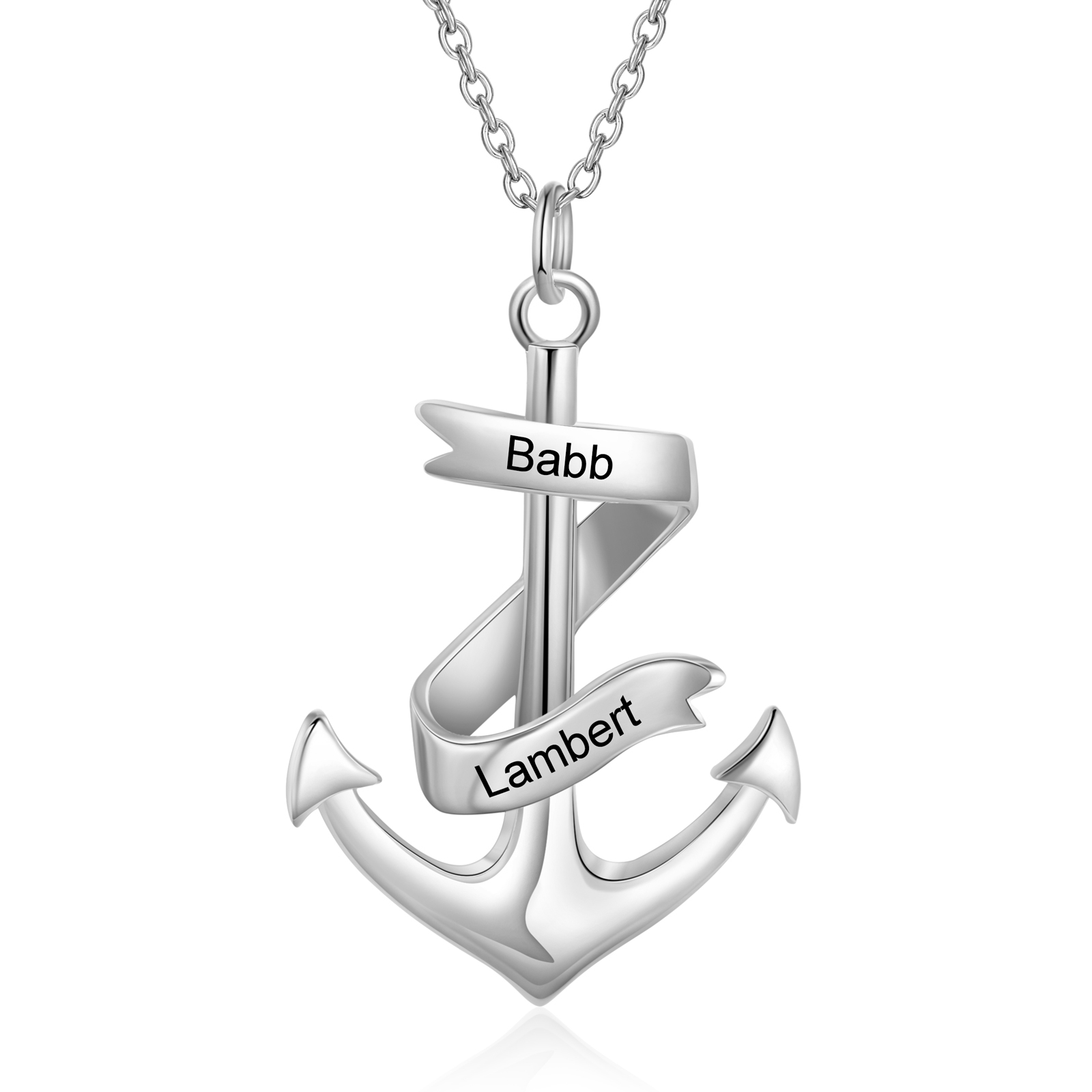 925 Sterling Silber Personalisierte 2 Namen Anker Halskette