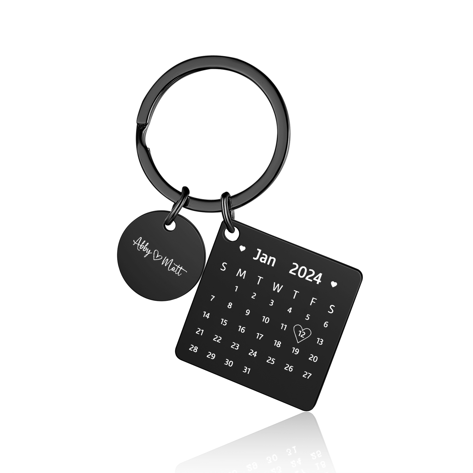 Personalisierbare Text & Datum Metall Paar Schlüsselanhänger