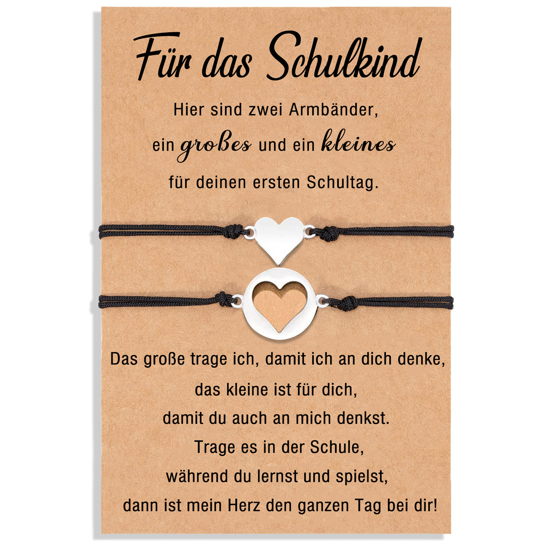 Herz Armbänder Set-Für das Schulkind-Schulanfang Geschenk mit Nachrichtenkarte