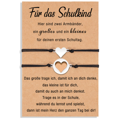 Schulanfang Geschenkset-Personalisierter Name & Jahr Igel Emaille Tasse & Personalisierter Name Stifteetui & Herz Armbänder Set - Geschenk für Schulkind mit Geschenk Box