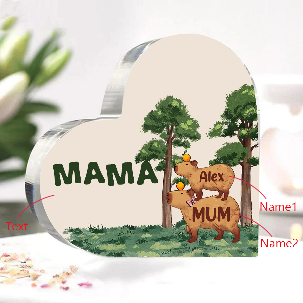Personalisierte 2 Namen & Text Minase Familie Acryl-Deko Schreibtischdekoration für Mutter