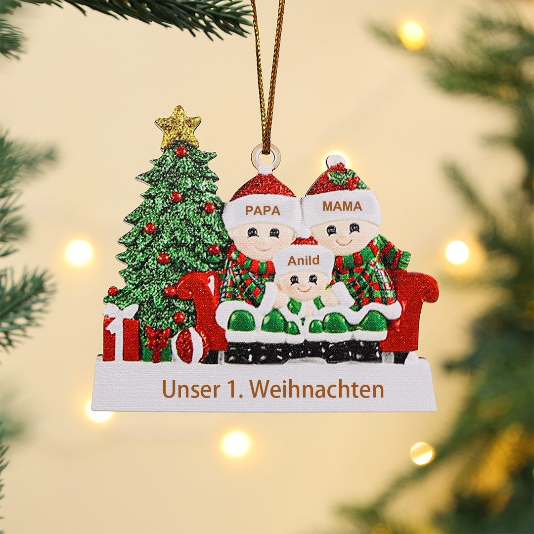 Holz Personalisierte 3 Namen & Text Unterm Weihnachtsbaum Weihnachtsornament Weihnachtsbaum Anhänger