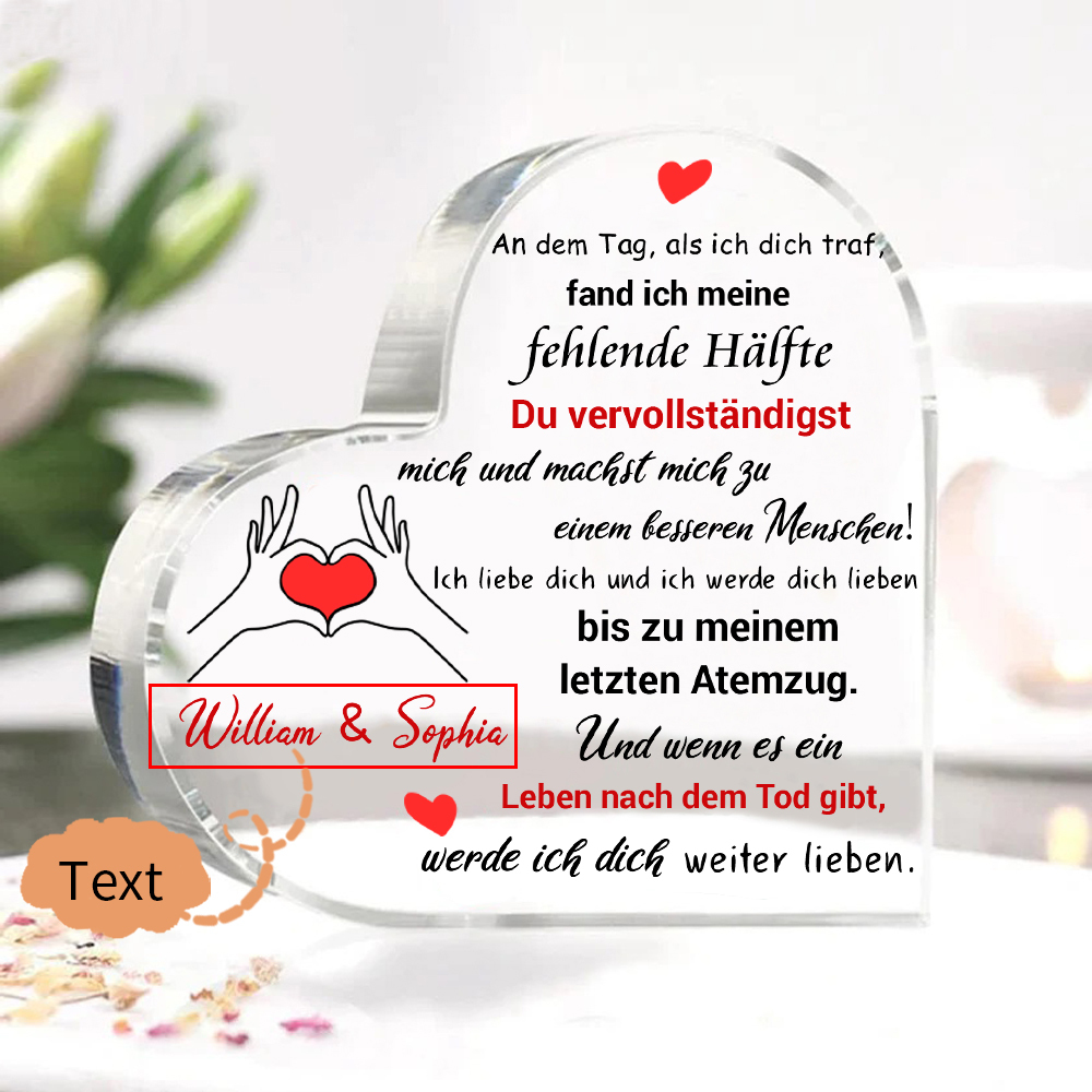 Personalisierte 1 Text Acryl-Deko-Du machst mich zu einem besseren Menschen-Schreibtischdekoration für Paar
