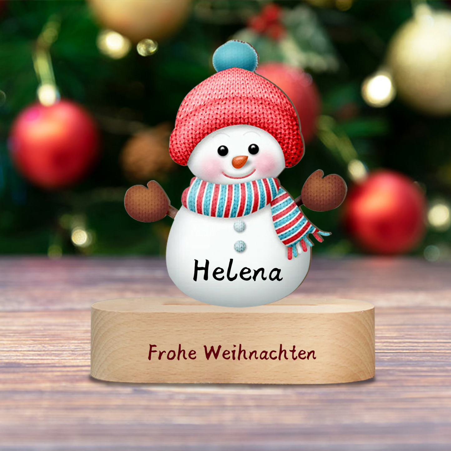 Personalisierter 1 Name & Text Schnennmann Acryl Nachtlicht für Kinder Weihnachtsgeschenke