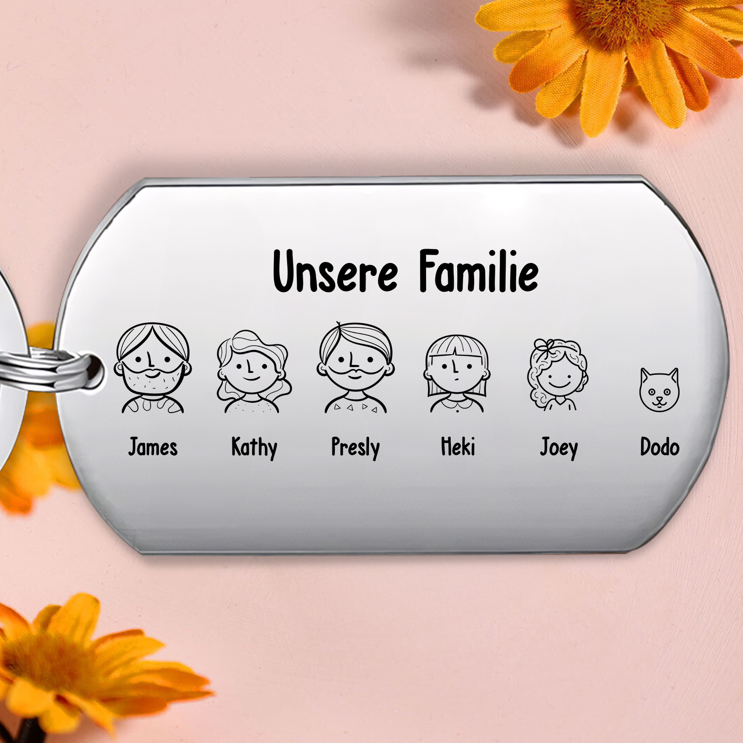 Personalisierbarer Text & 2-12 Familienmitgliedern Familie Schlüsselanhänger
