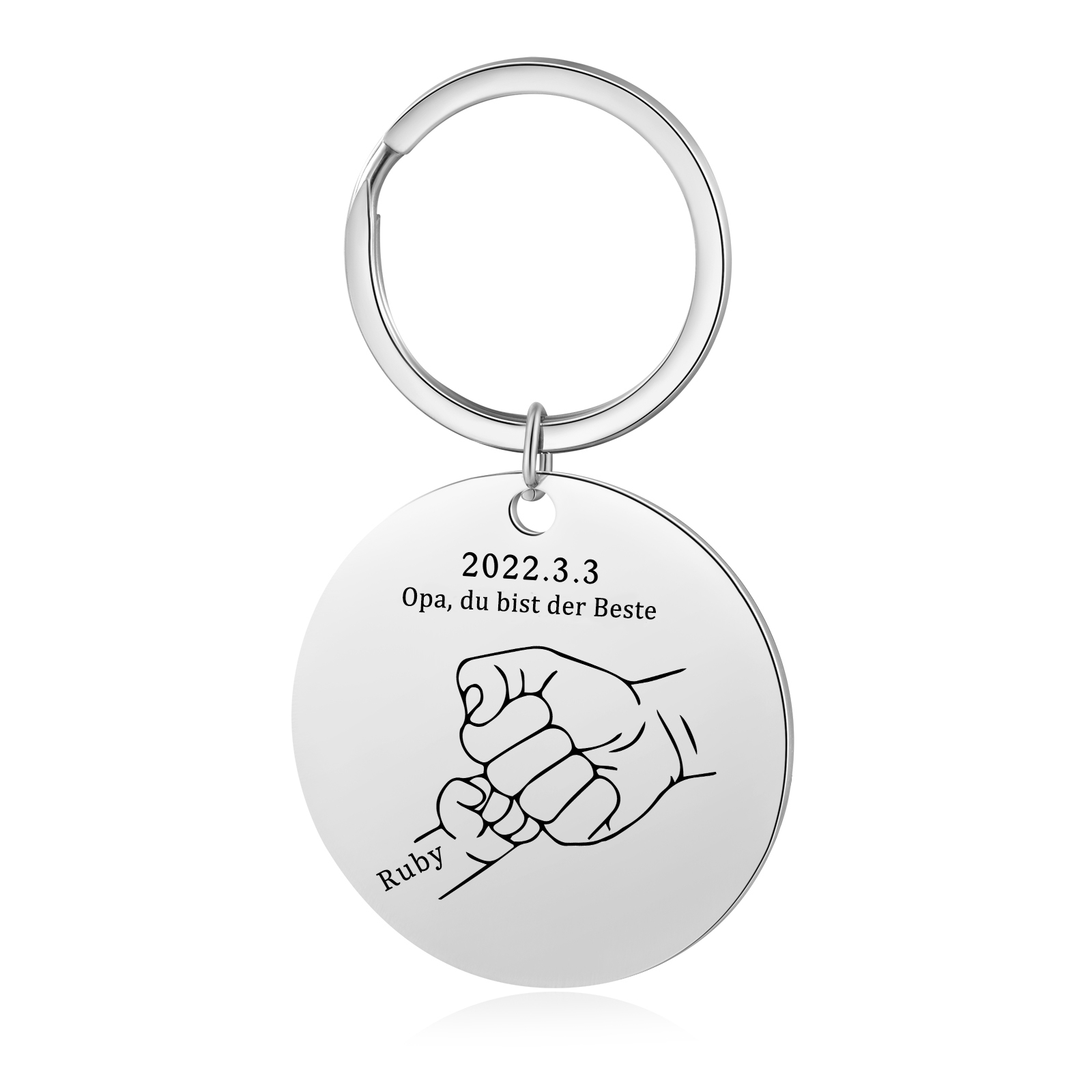 Personalisierbarer Text & Datum & 1 Name Faust Schlüsselanhänger-Geschenk für Großvater