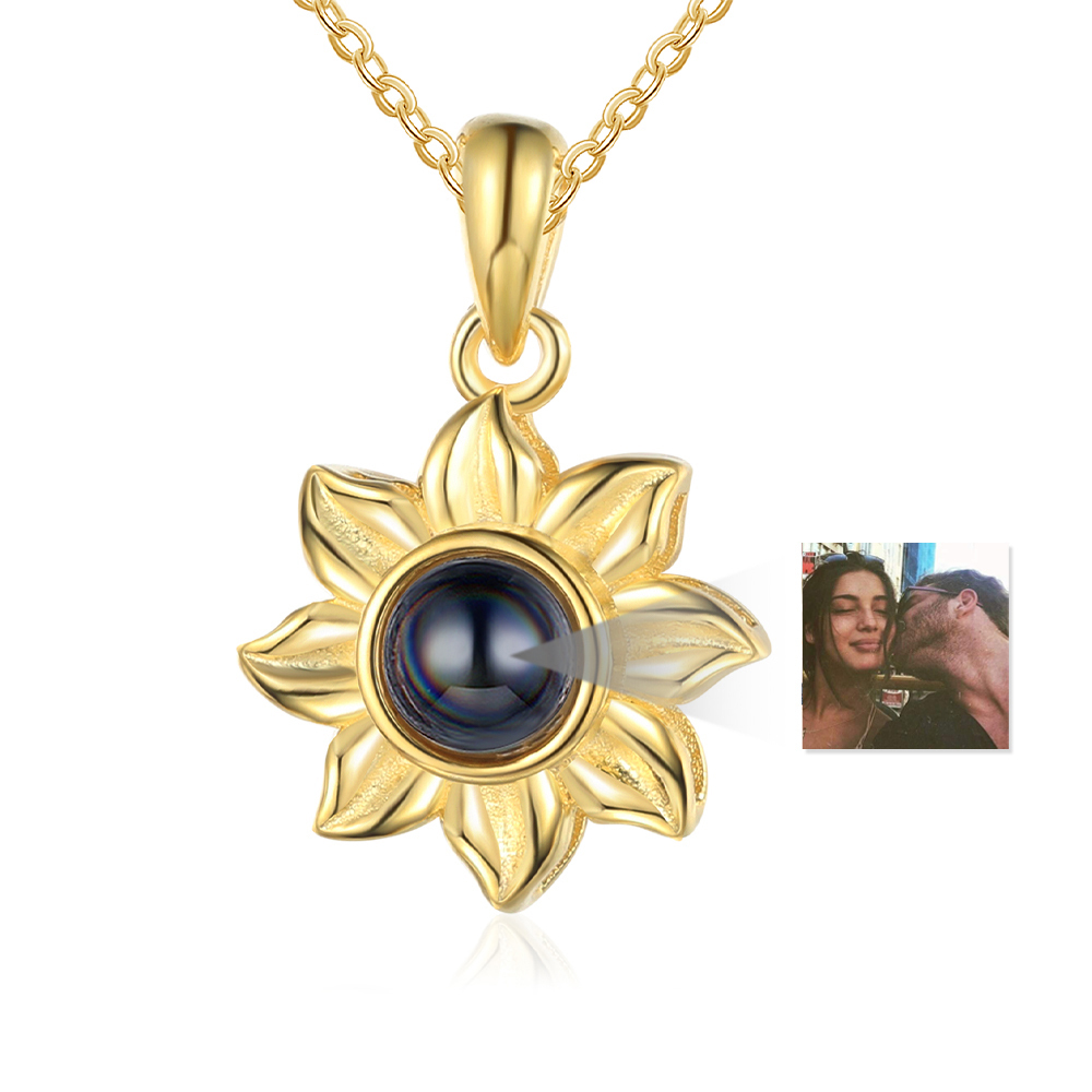 Personalisierte Foto Sonnenblume Projektion Halskette