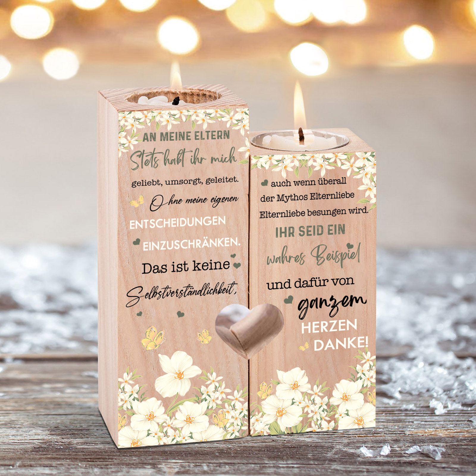 Quaderform Kerzenhalter-An meine Eltern Kerzenständer-Stets habt ihr mich geliebt, umsorgt, geleitet
