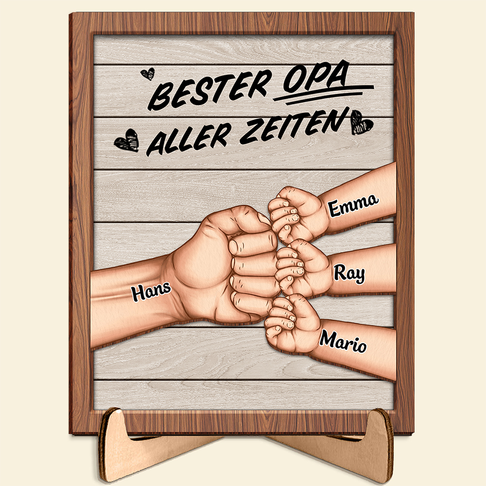 „Bester Opa aller Zeiten“ Personalisierte Holztafel für Opa mit Enkelnamen