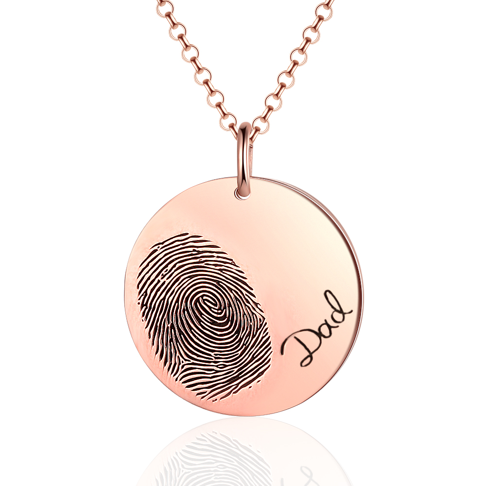 Personalisierter Name & Fingerabdruck Halskette-Rosegold
