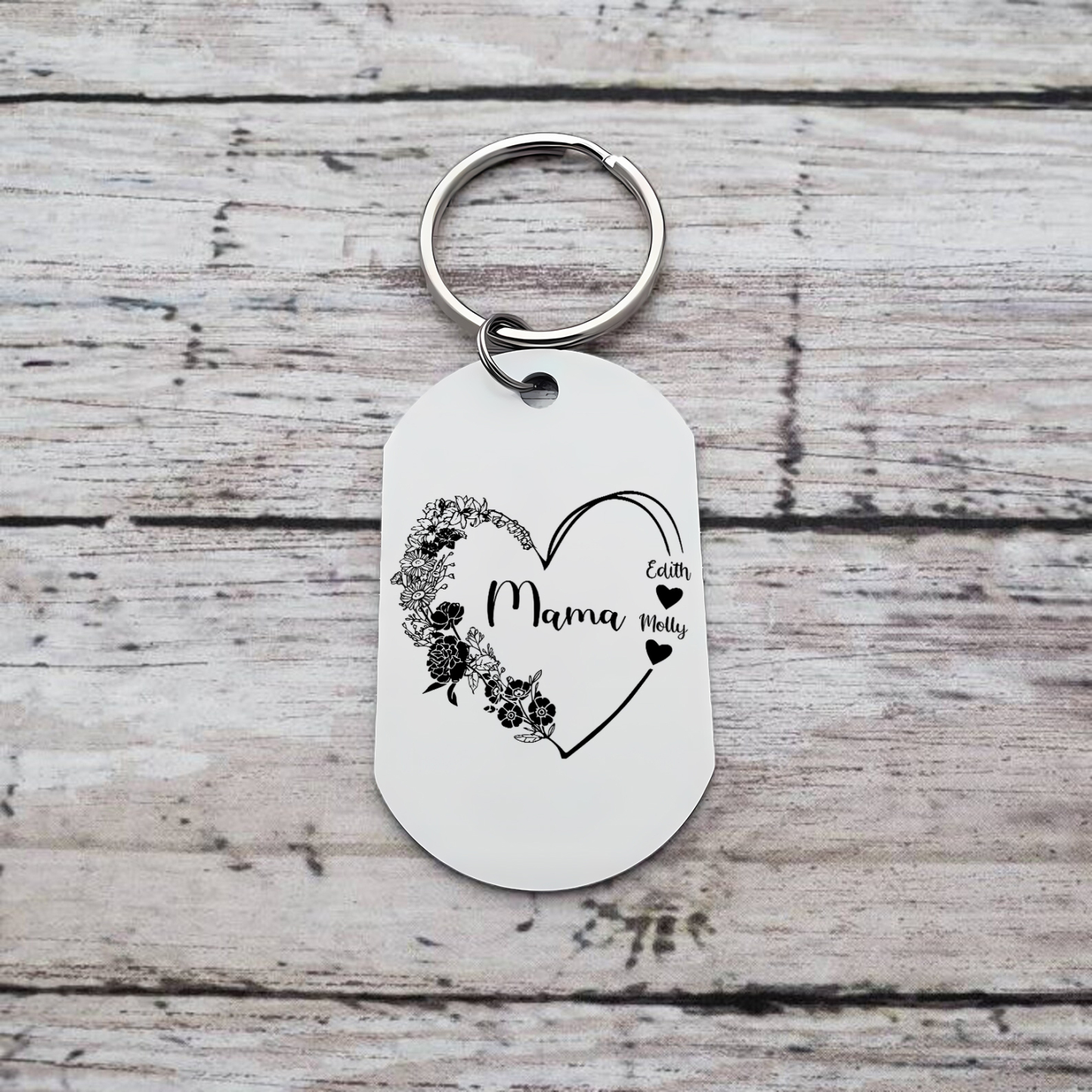 Personalisierbare 1-6 Namen Mama Herz Schlüsselanhänger