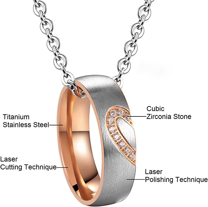 Personalisierte 2 Texte Paar Ring-Halsketten