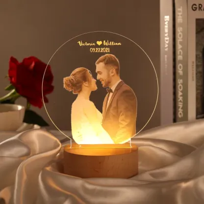 Personalisiertes Foto & Text Rund Nachtlicht – Nachtlampe mit Farb- od