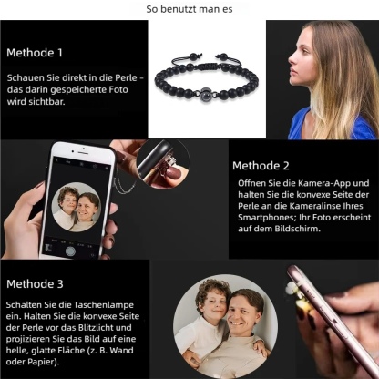 Personalisiertes Foto mattierter Stein Projektion Handseil Armband