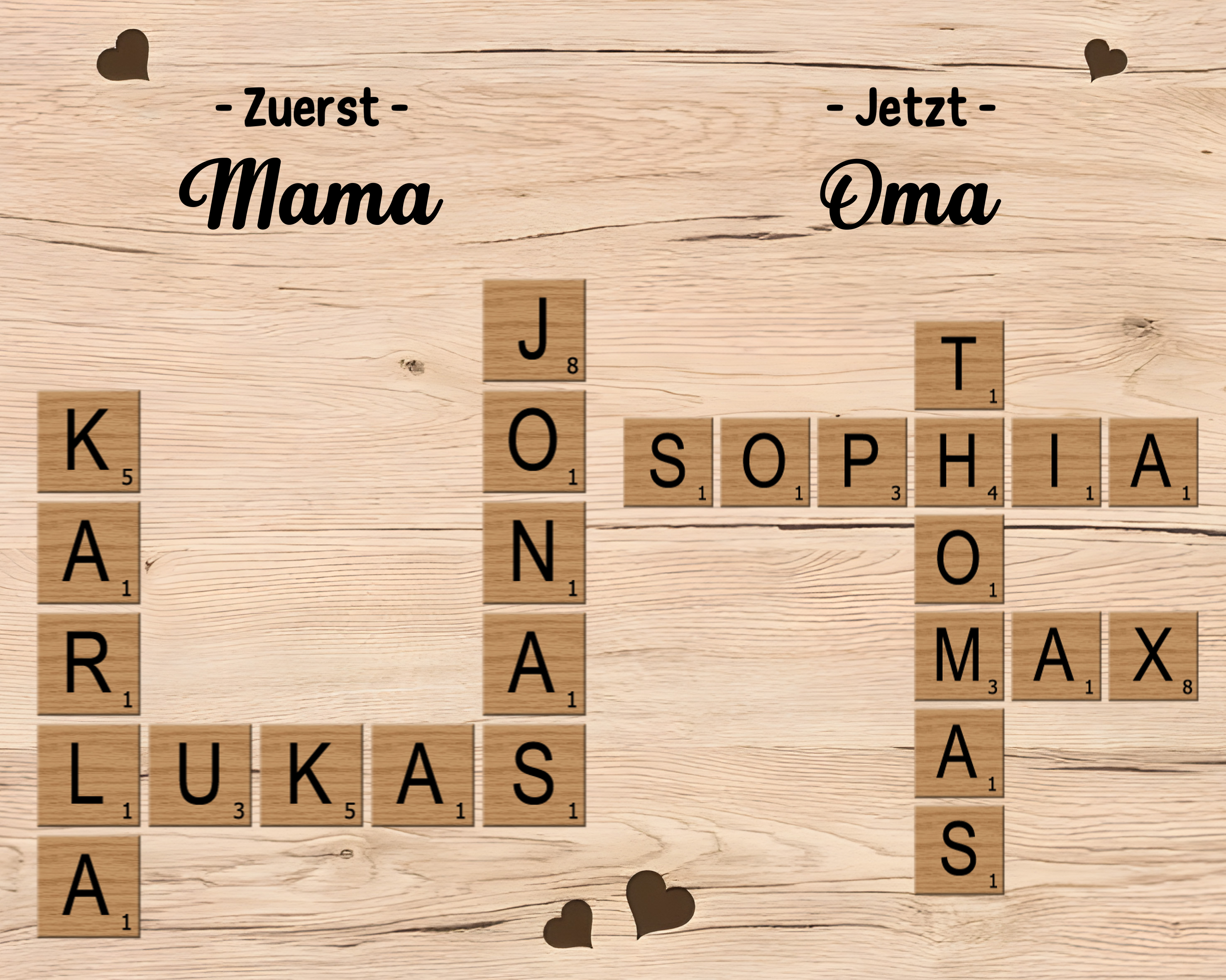 Holz Deko-Personalisierbarer 1-6 Namen-Unsere Mutter- Ornament Holzdekoration