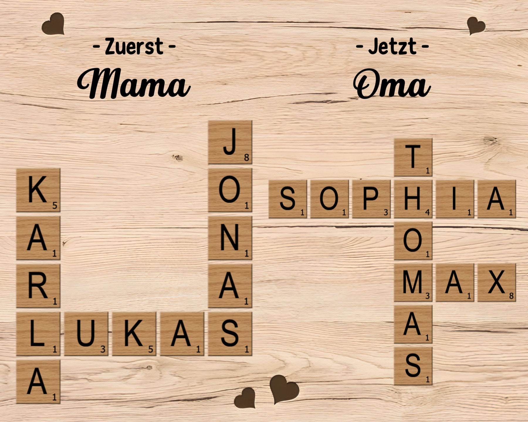 Holz Deko-Personalisierbarer 1-6 Namen-Unsere Mutter- Ornament Holzdekoration