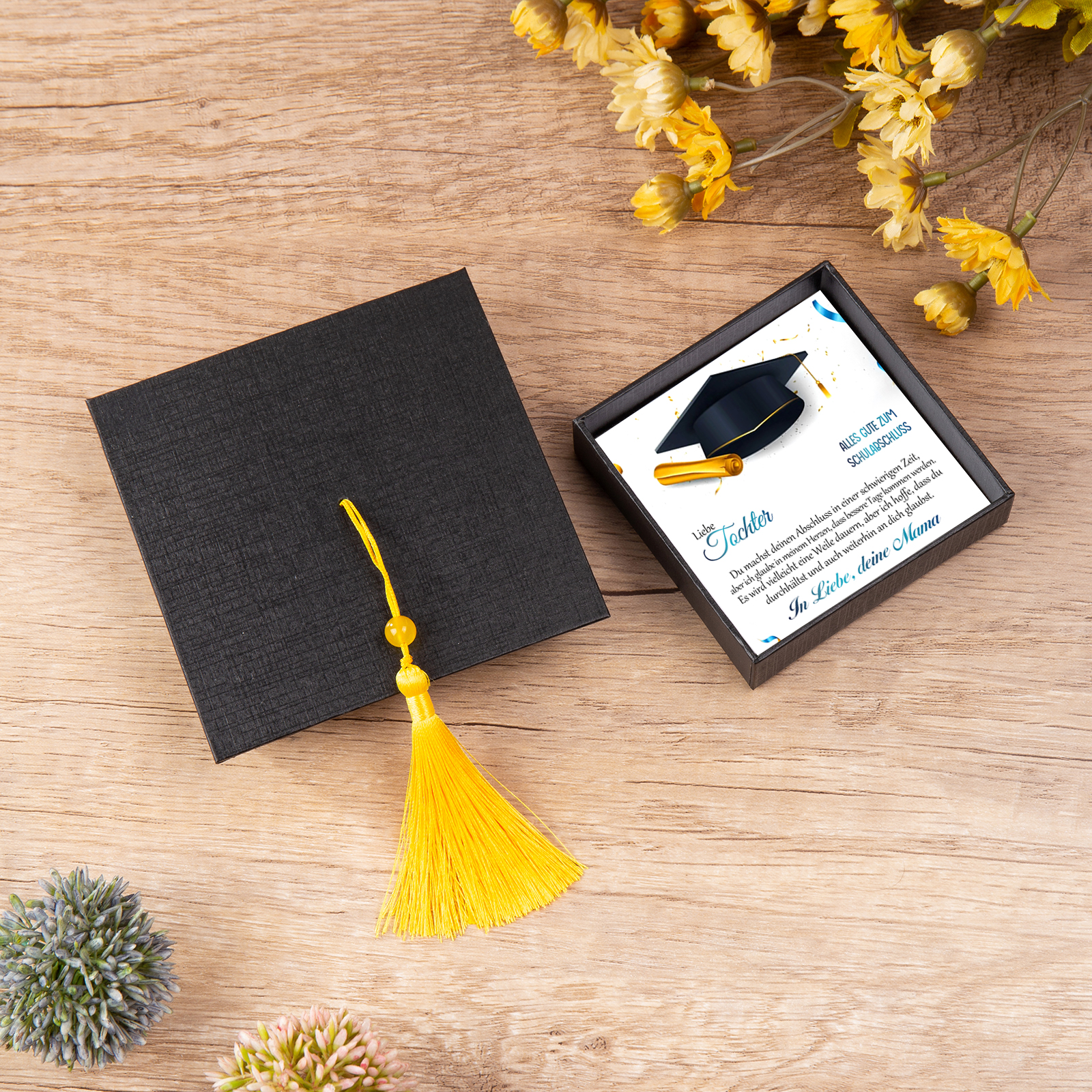 925 Sterling Silber Herz Halskette-Liebe Tochter Alles gute zum Schulabschluss-Geschenk mit Nachrichtenkarte