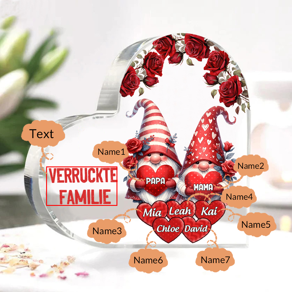 Personalisierte 7 Namen & Text Zwerg Familie Acryl-Deko-Schreibtischdekoration