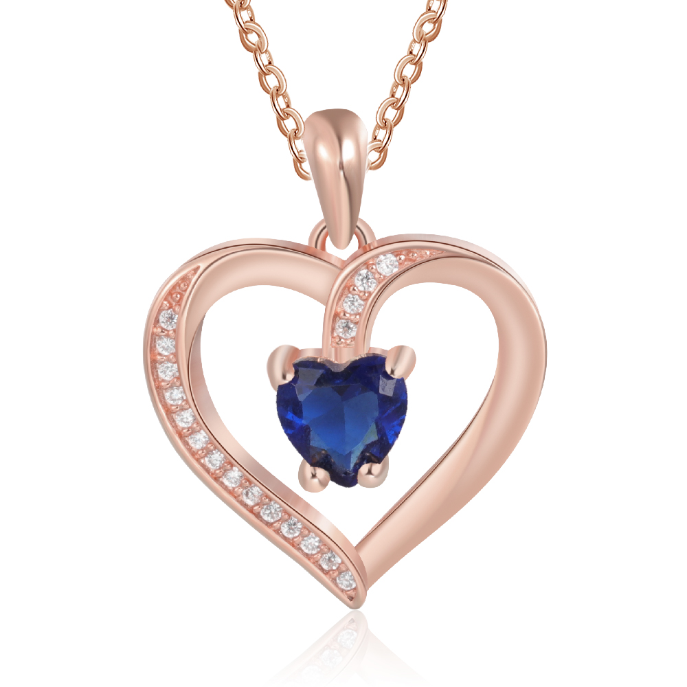 Personalisierte Herz Halskette mit 1 Name und 1 Geburtsstein