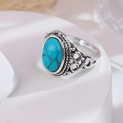 Retro Oval Türkis Ring
