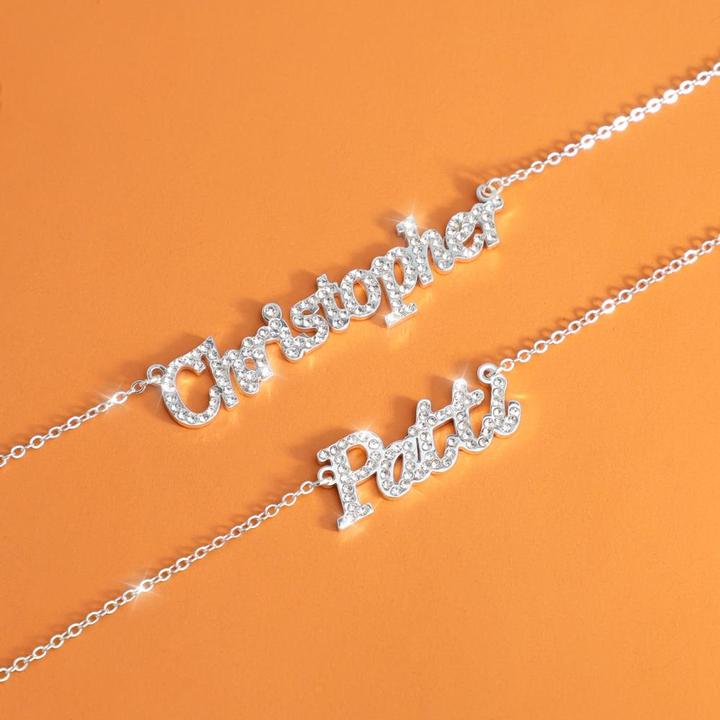 Muttertagsgeschenk personalisierte glänzende Diamant-Namenshalskette