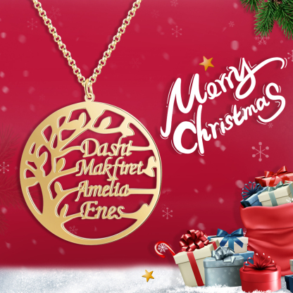 925 Sterling Silber Personalisierte 4 Namen Familienstammbaum Halskette