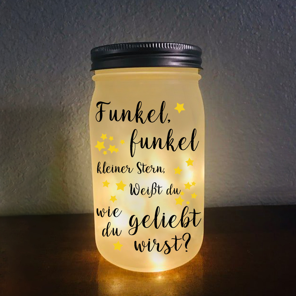 Gedenken Weihnachtsanhänger Licht mit Gravur " Funkel, funkel kleiner Stern. Weißt du wie du geliebt wirst"