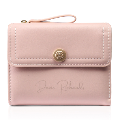 Damen Personalisierter Text & Foto PU Leder Klapp-Portemonnaie Geldbörse mit Reißverschluss