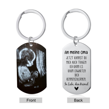 Personalisierbares Foto & Text Schlüsselanhänger-An meine Oma Ich kann es kaum erwarten dich kennenzulernen-Geschenk für Großmutter