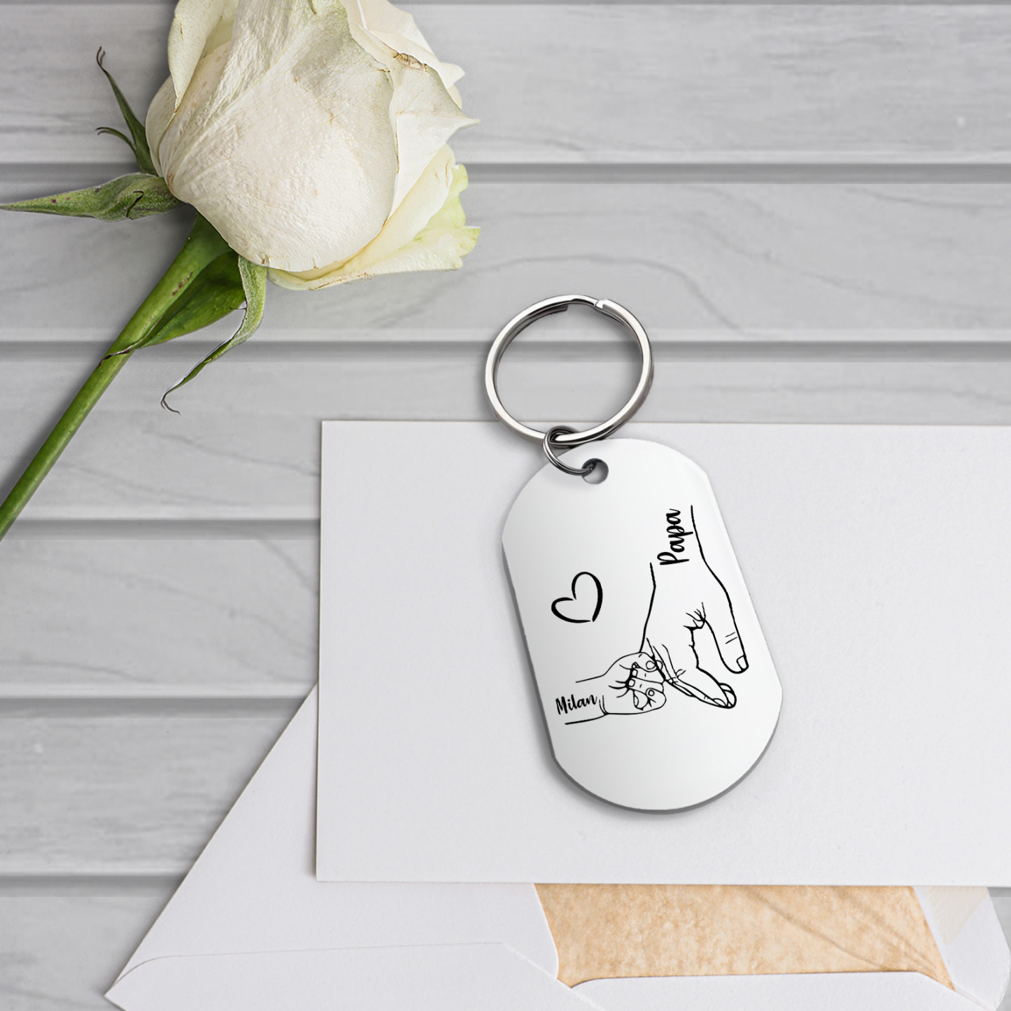 Personalisierbarer 1 Name Papa Hand Schlüsselanhänger-Lieber Papa du hast ja bereits mich-Geschenk für Vater Vatertag