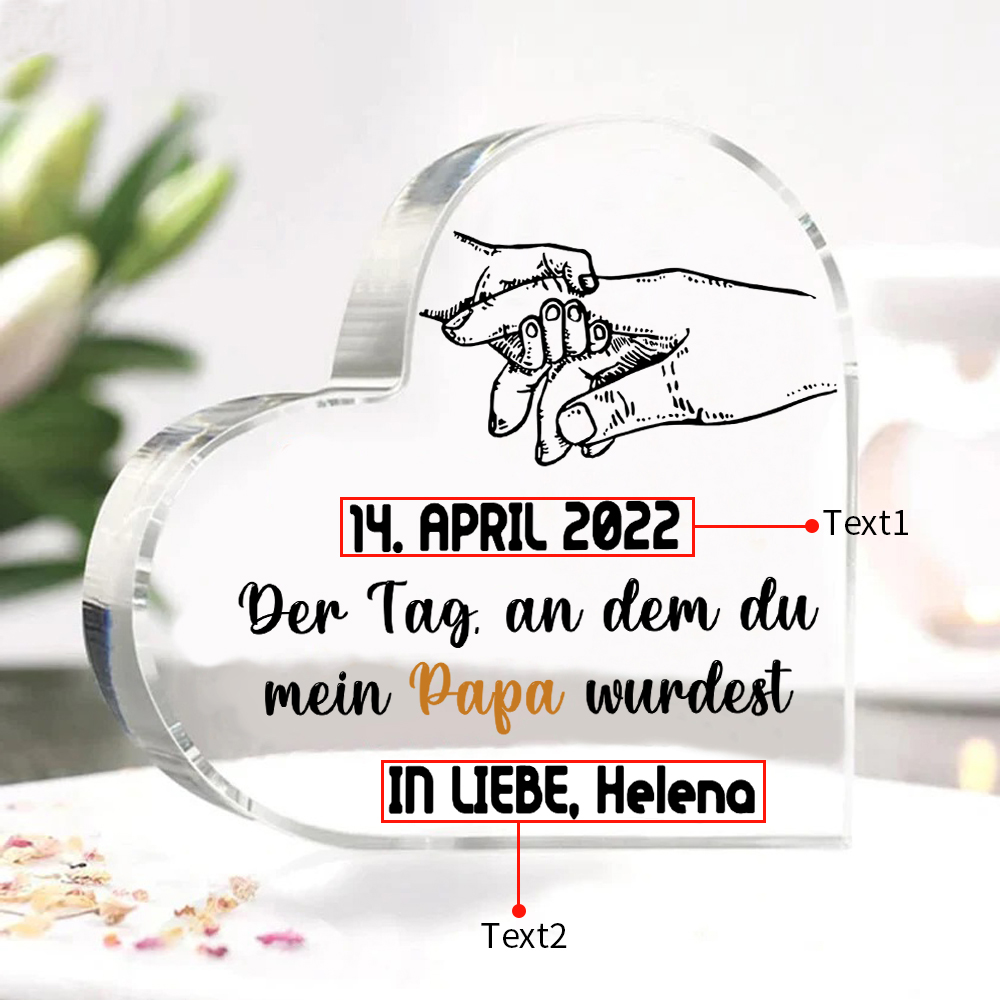Personalisierte 2 Texte Acryl-Deko Der Tag, an dem du mein Papa wurdest Schreibtischdekoration für Vater