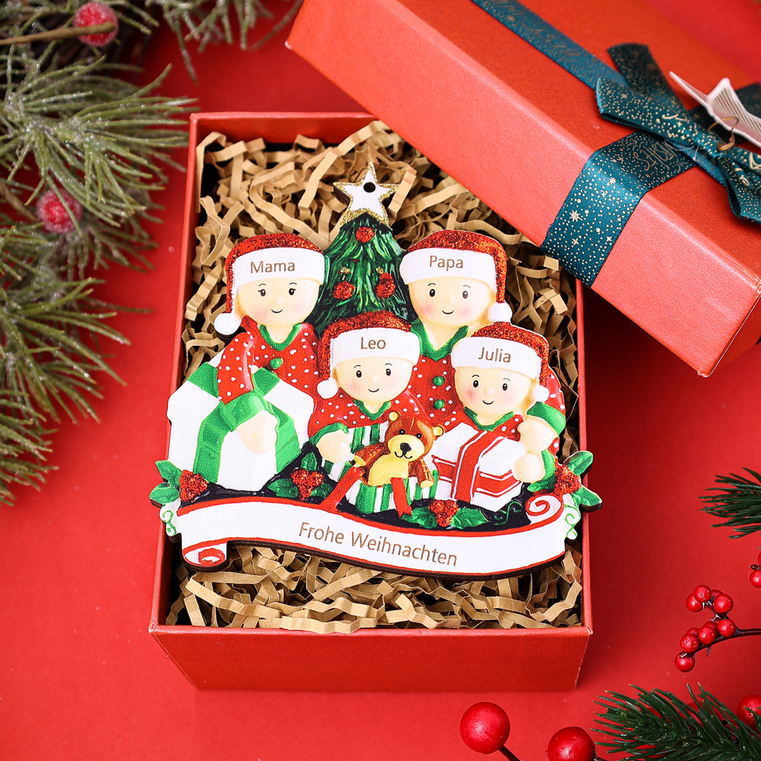 Holz Personalisiertes 3 Namen Text unter dem Weihnachtsbaum Anh&auml;nger mit 3 Familienmitgliedern Weihnachtsornament