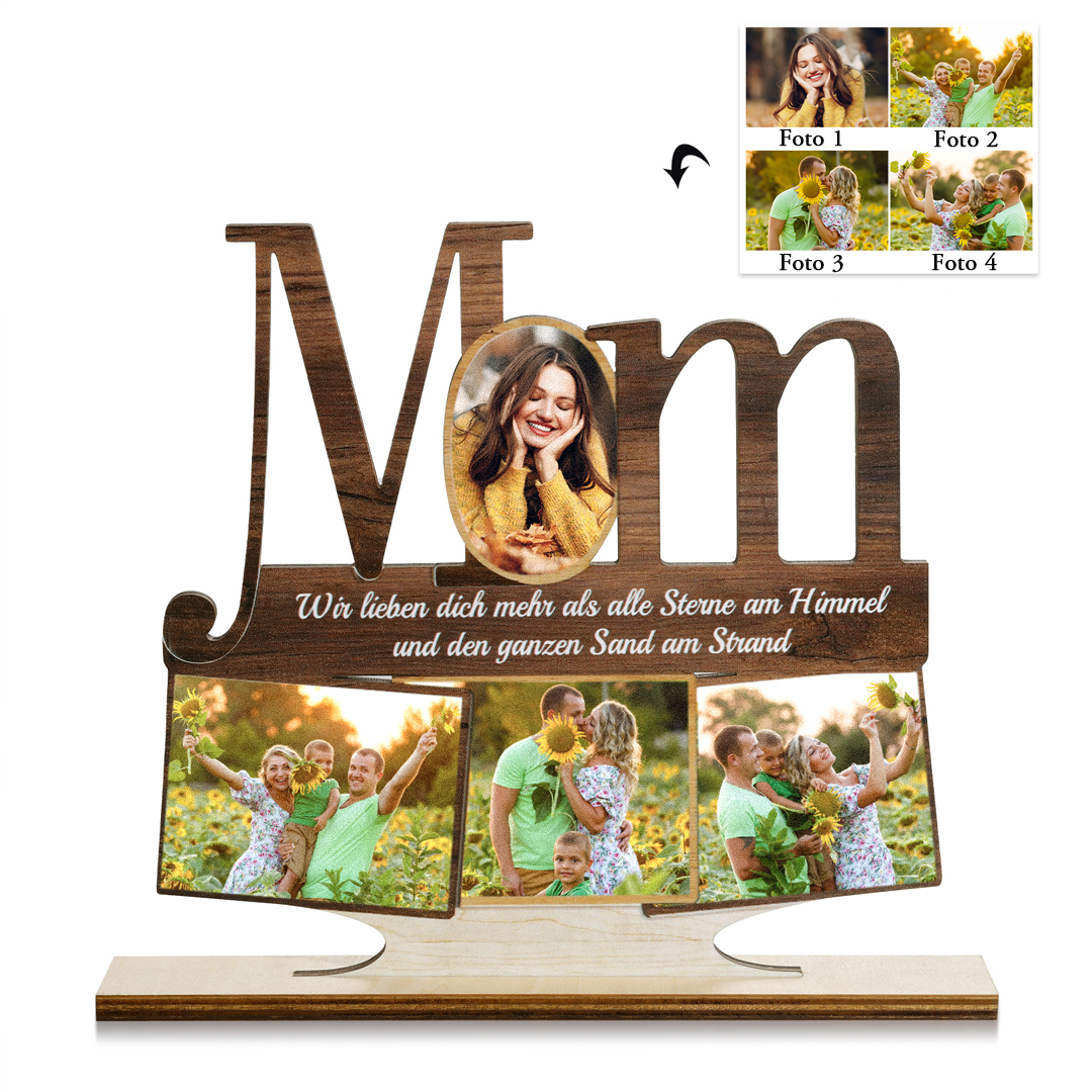 Herz Holz Deko-Personalisierbares 4 Fotos & Text MOM Ornament für Mutter-Holzdekoration