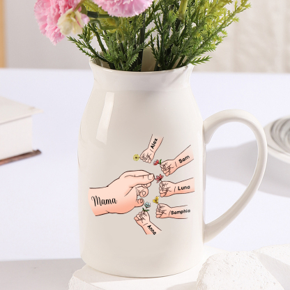 Personalisierte 6 Namen Blumen verschicken Familie Vase